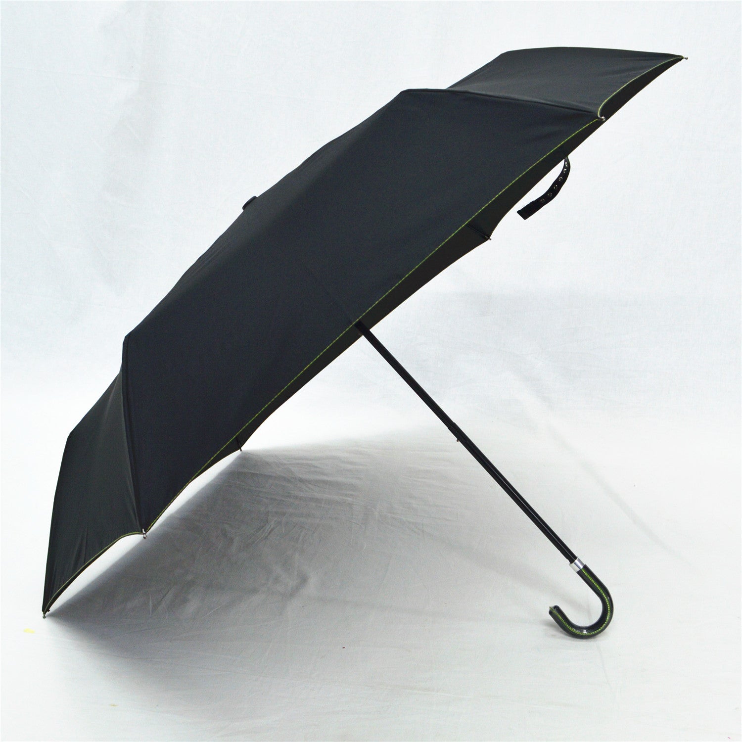 KF-3342 Fashion 3 fold manul open umbrella with imitation leather trimming handle