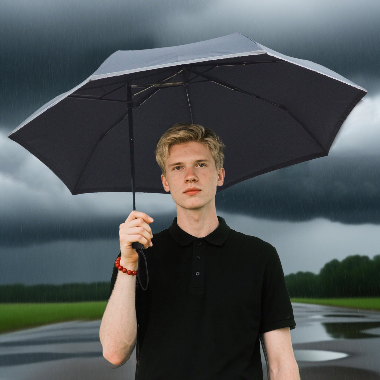KF-3723 - B Patented SideShaft Folding Umbrella (Traveller Size with Wind Resistant)