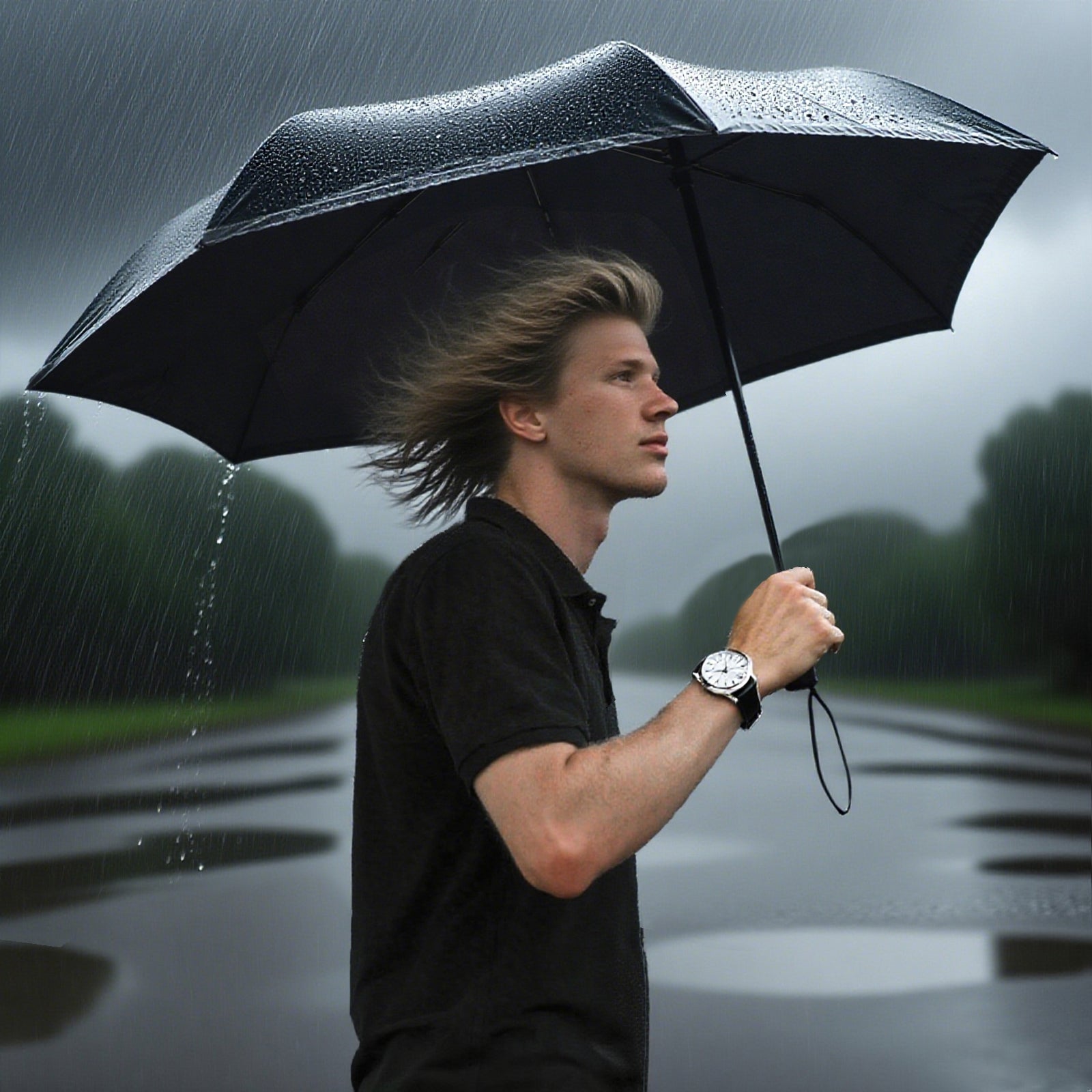 KF-3723 - C Patented SideShaft Folding Umbrella (Traveller Size with Wind Resistant)