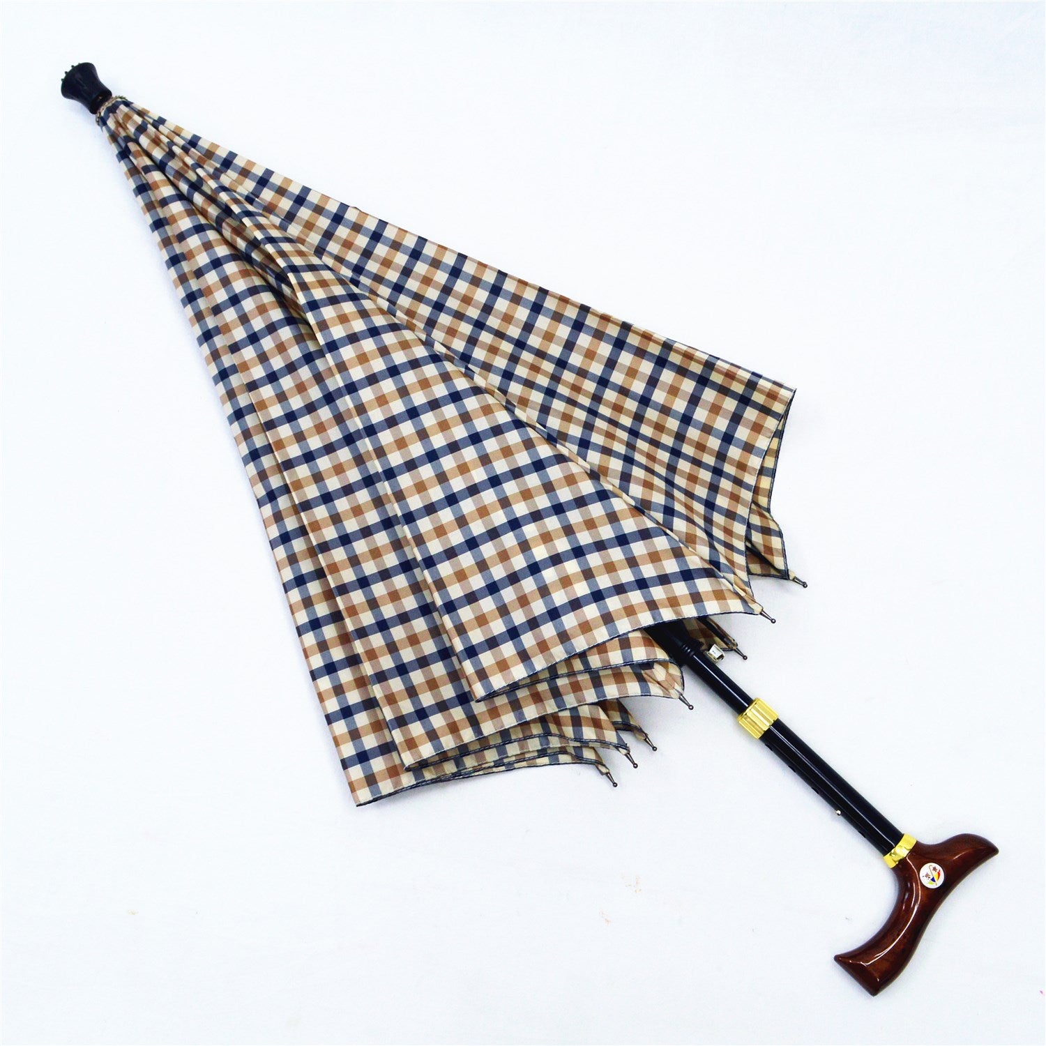 KS-3807P stick walking cane auto open Umbrella with adjustable height handle